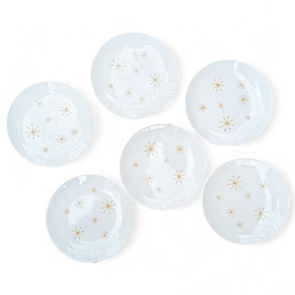 Vintage 50s Star Glow Royal China MCM Starburst Bread Butter Plate Set Of 6 - Picture 1 of 7